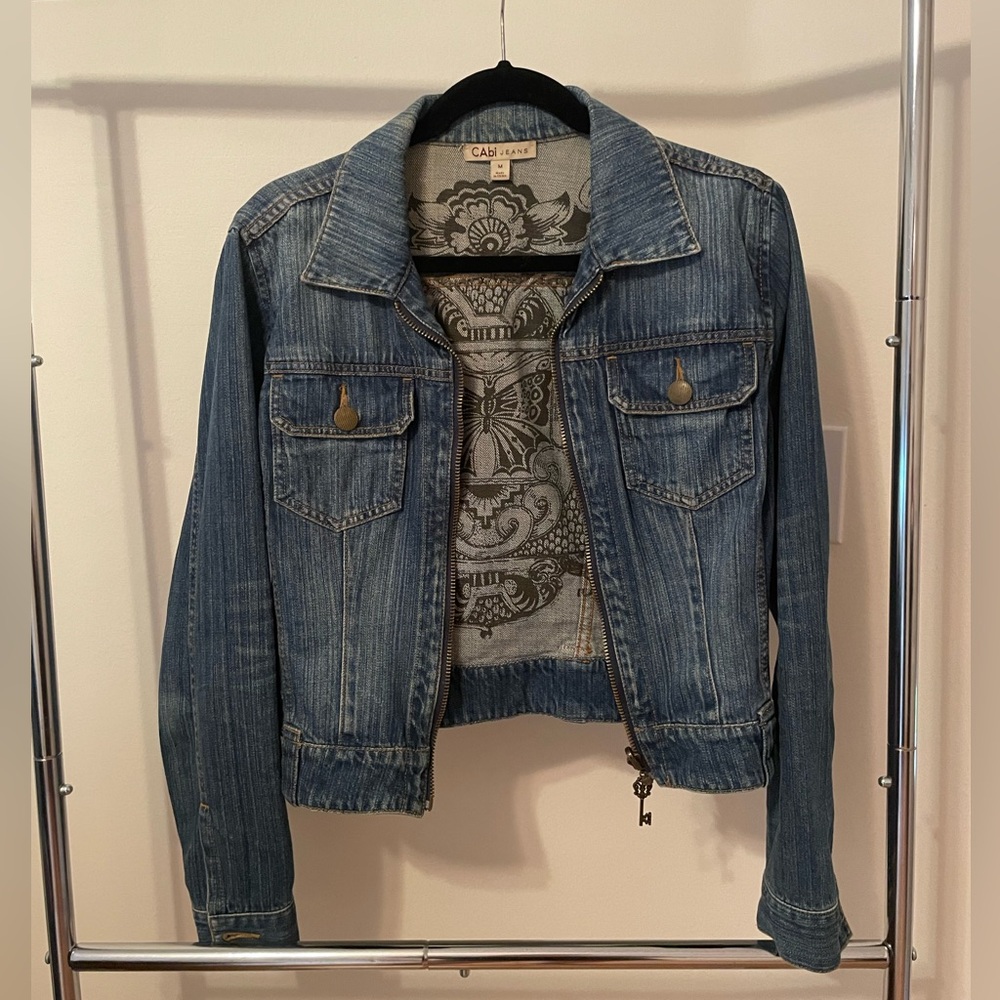 CAbi Blue Fitted Jean Jacket Classic Denim